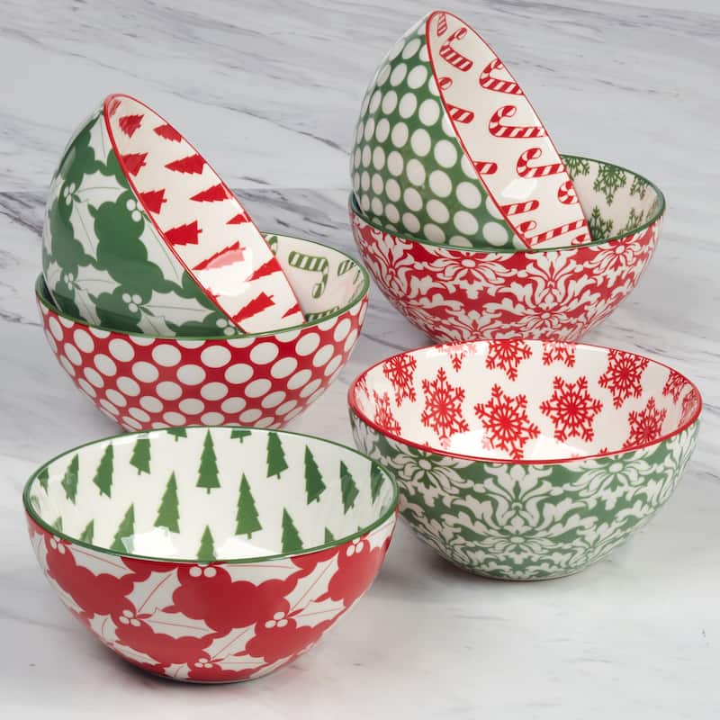 Certified International Winter Medley 13 oz. All Purpose Bowls, Set of 6 Assorted Designs - 13 oz.