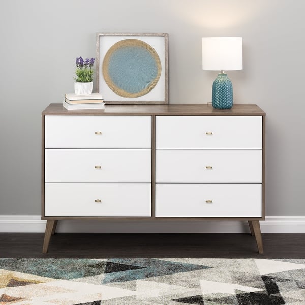 drifted grey dresser Milo Mid-Century Modern 6-Drawer Double Dresser, Gray and White - Bed Bath & Beyond hidetag
