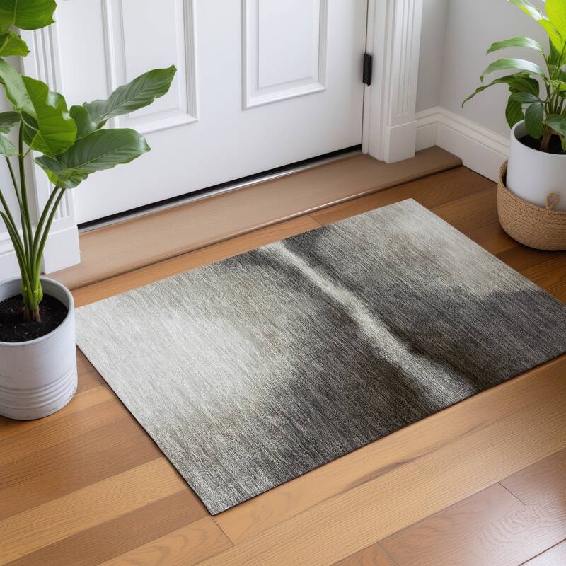 Machine Washable Indoor/ Outdoor Modern Landscape Chantille Rug