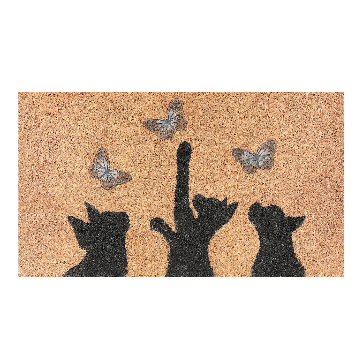 Shop Cat Chasing Butterfly Doormat Coir Welcome Mat W 3d Effect