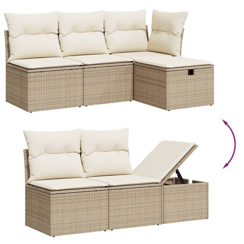 vidaXL Garden Sofa Set Beige/Black/Brown/Grey