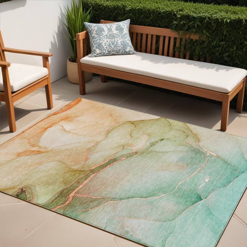 Hava Artistic Abstract Weather Resistant Timeless Fusion Outdoor Rug - 5' X 8' - Multi