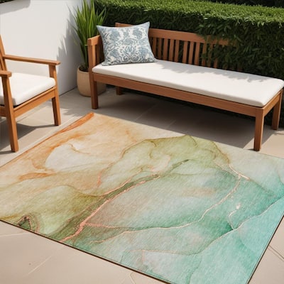 Hava Artistic Abstract Weather Resistant Timeless Fusion Outdoor Rug
