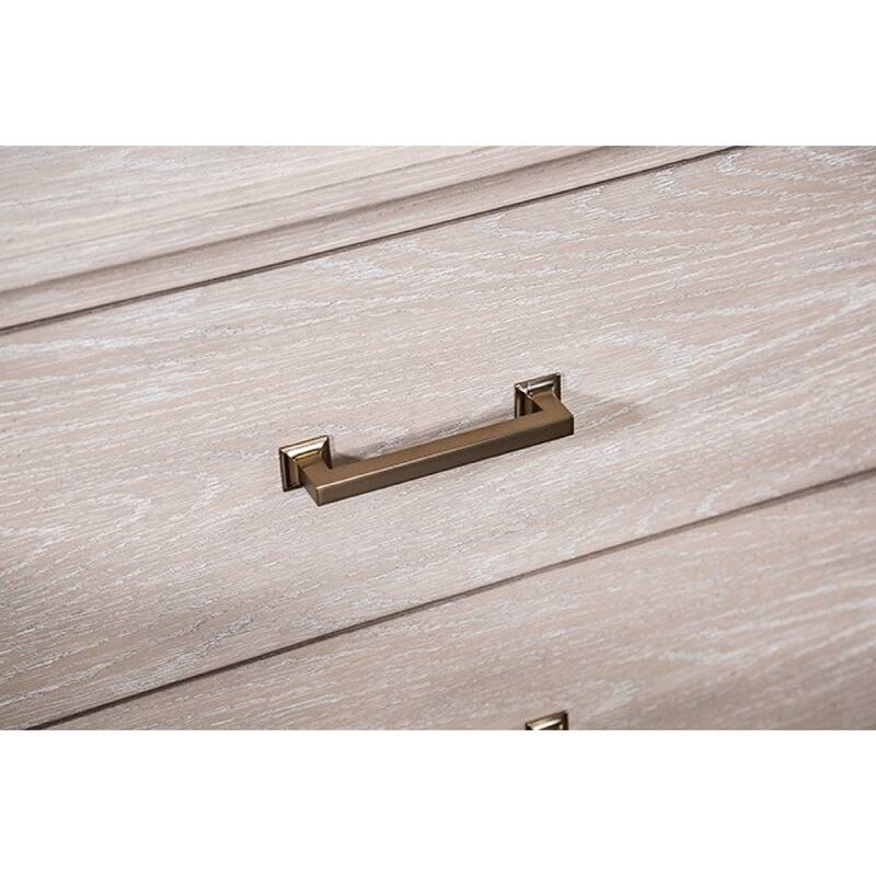 Rozie 5pc Queen Bedroom Set with Mirror, 2 Nightstand, Light Oak Brown