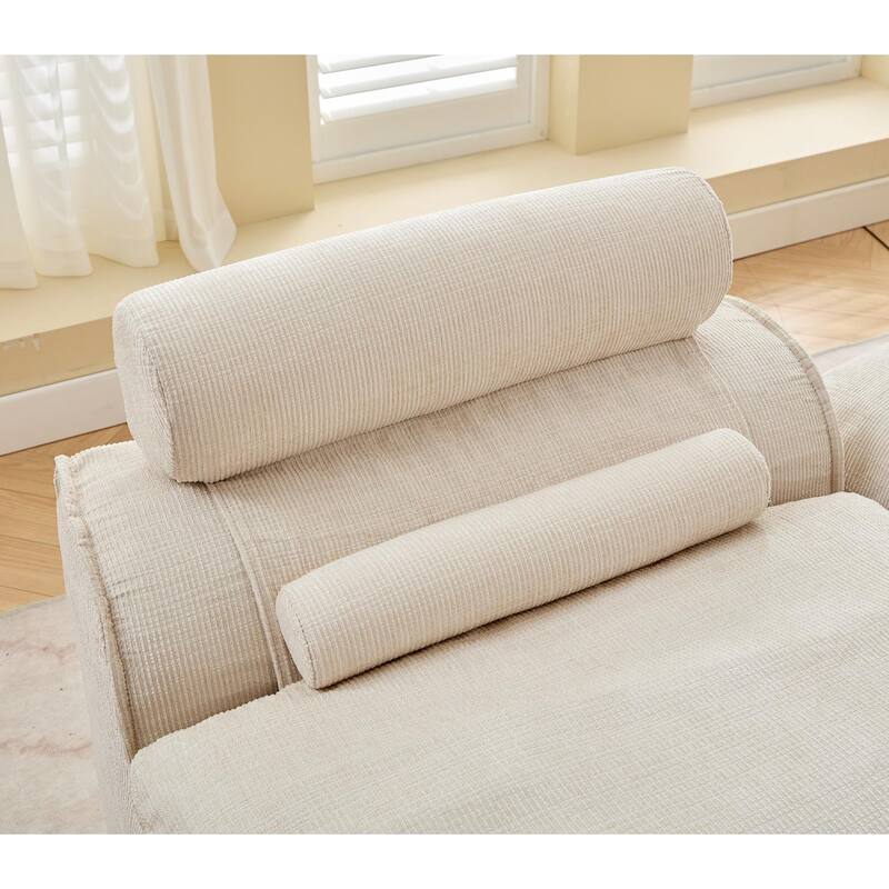 GDFStudio - Chenille Modular 2-Seater 66" Armless Lounge Loveseat Sofa