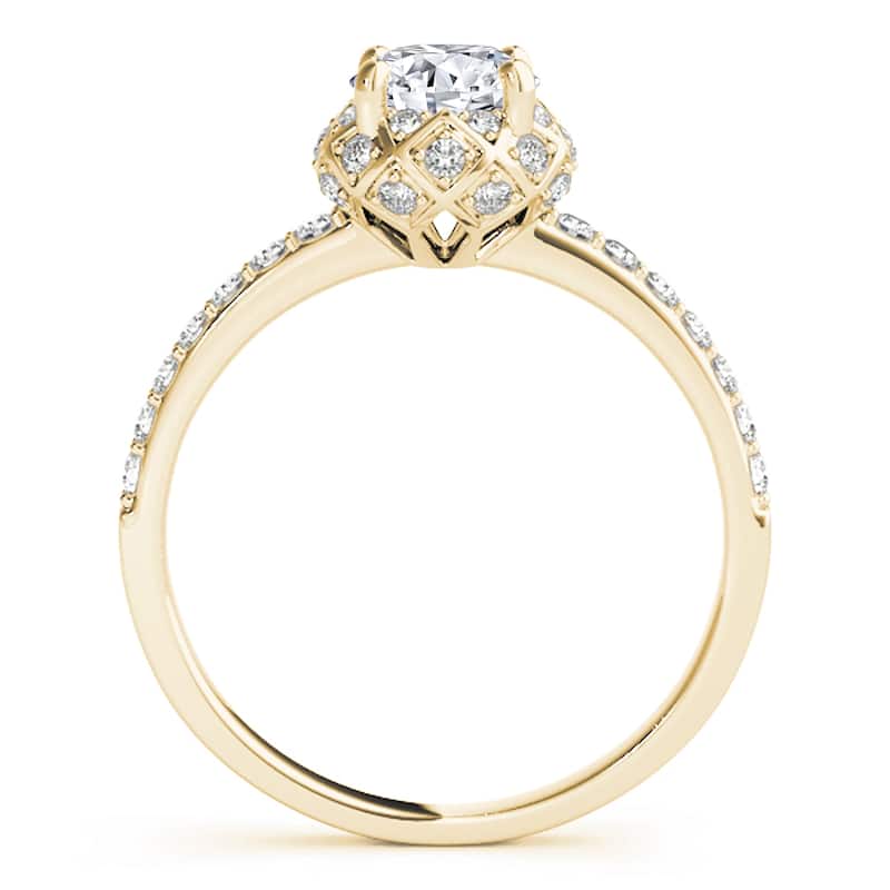 Auriya 14k Yellow Gold Lab Grown Round Diamond Halo Engagement Ring 0.50 to 5.00 ct. tw. (F-G VS)