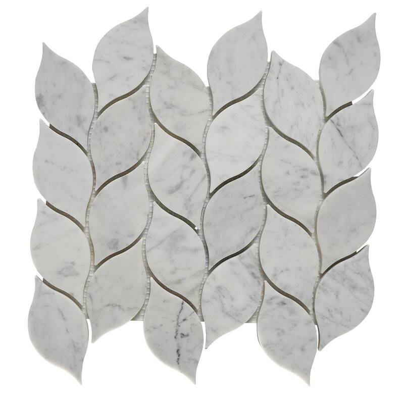 Carrara Marble Leaf Polished Mosaic Tile