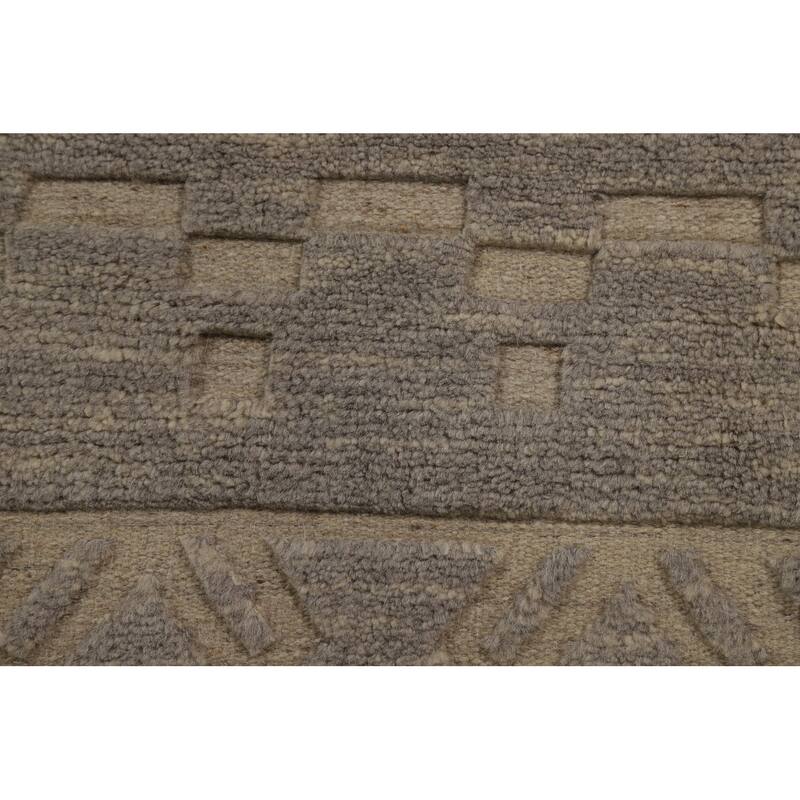 Gray Moroccan Oriental Area Rug Hand-Knotted Wool Carpet - 5'8" x 8'3"