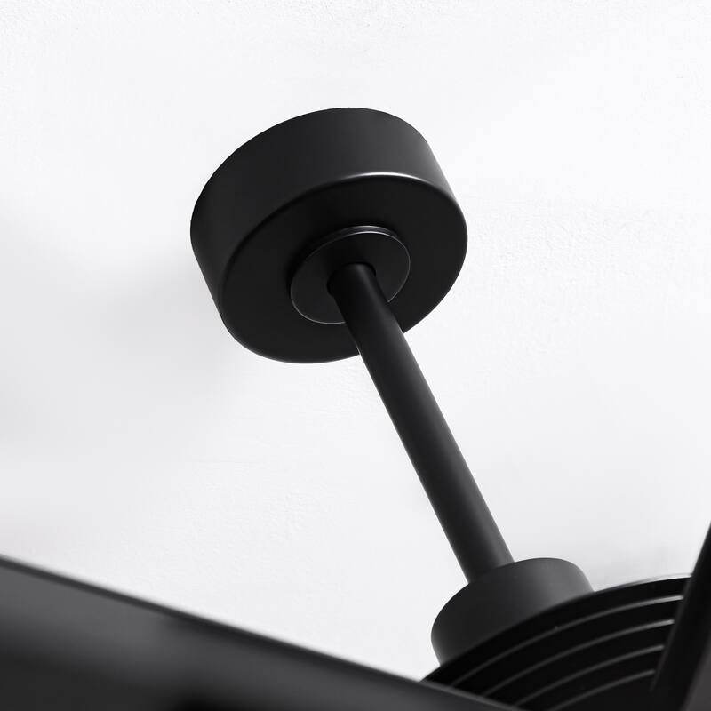 84" Matte Black Dimmable Large Industrial Ceiling Fan with LED Light and Remote - 84 in. D x 84 in. W x 15.3 in. H