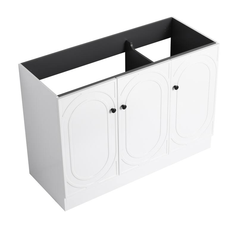 Modern 48 Inch Freestanding Bathroom Vanity Base without Sink, Storage Cabinet with Soft-Close Doors and Adjustable Shelves - White