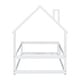 preview thumbnail 6 of 5, Twin Size Wood bed with House-shaped Headboard Floor bed with Fences,White