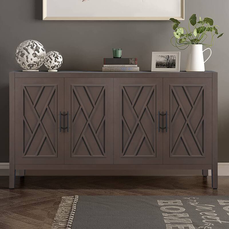 4 Door Wooden Twill Sideboard American Country Vintage Cabinet