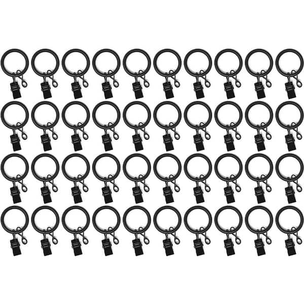 slide 2 of 38, 40PCS Solid Metal Window Drapery Curtain Panel Ring with Eyelet, 1" Inner Diameter, Fits Up to 3/4" Rod Multicolor Black