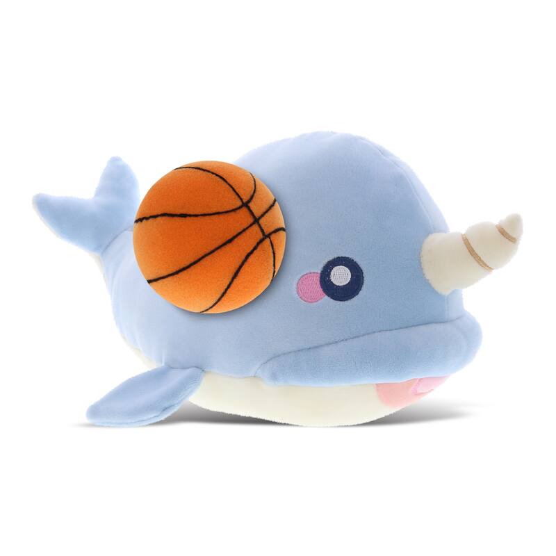 DolliBu Huggable Blue Narwhal Stuffed Animal with Basketball Plush - 11 ...