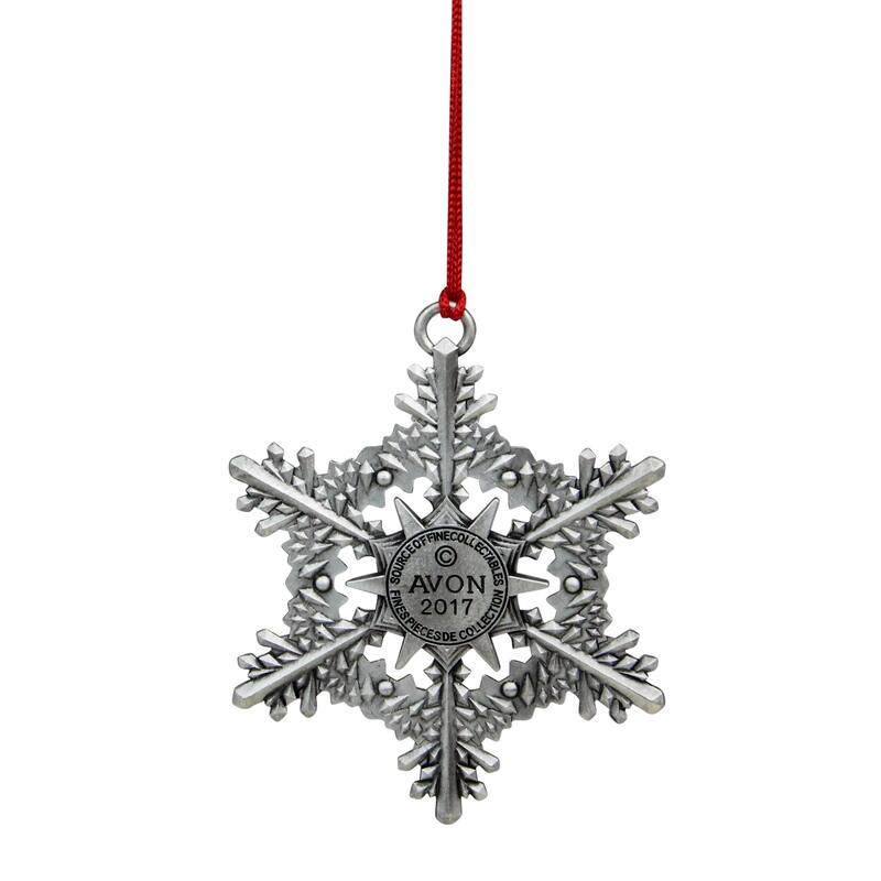 3" Silver and Red Snowflake with Gems '2017' Christmas Ornament