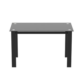 Modern Rectangular Tempered Glass Dining table With Metal Legs,Black ...