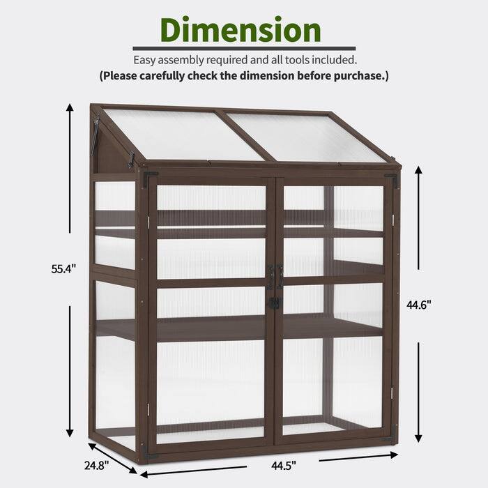 MCombo Cold Frame Greenhouse with Adjustable Shelves, Solid Wood 1344