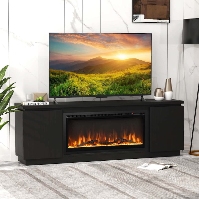 Costway Fireplace TV Stand for TVs up to 80" with Electric Fireplace 3 - See Details