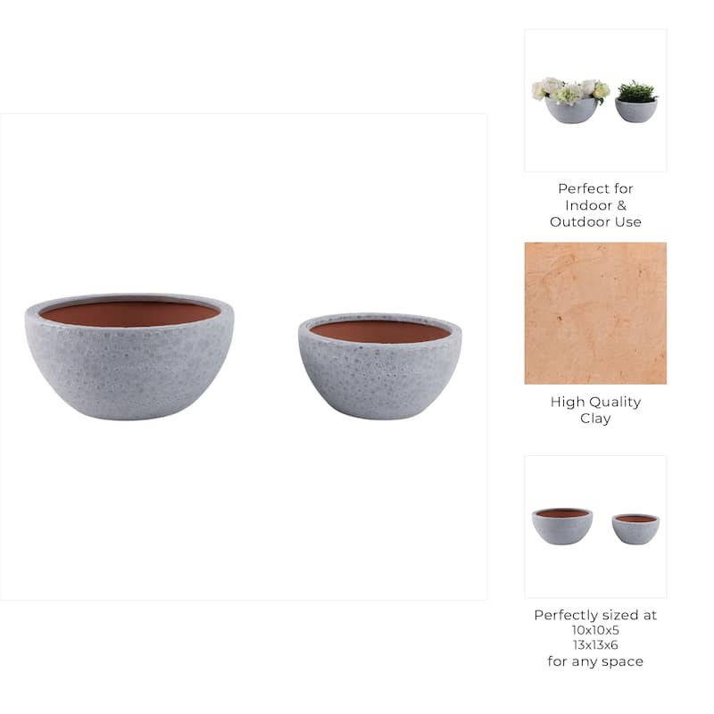 Pottery Bowl Planters Round Design Decorative Bowl Style (Set of 2)