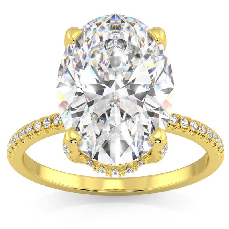 Bliss Diamond Certified 5.33Ct Oval Diamond Side Halo Engagement Ring Gold Lab Grown - 4 - Yellow