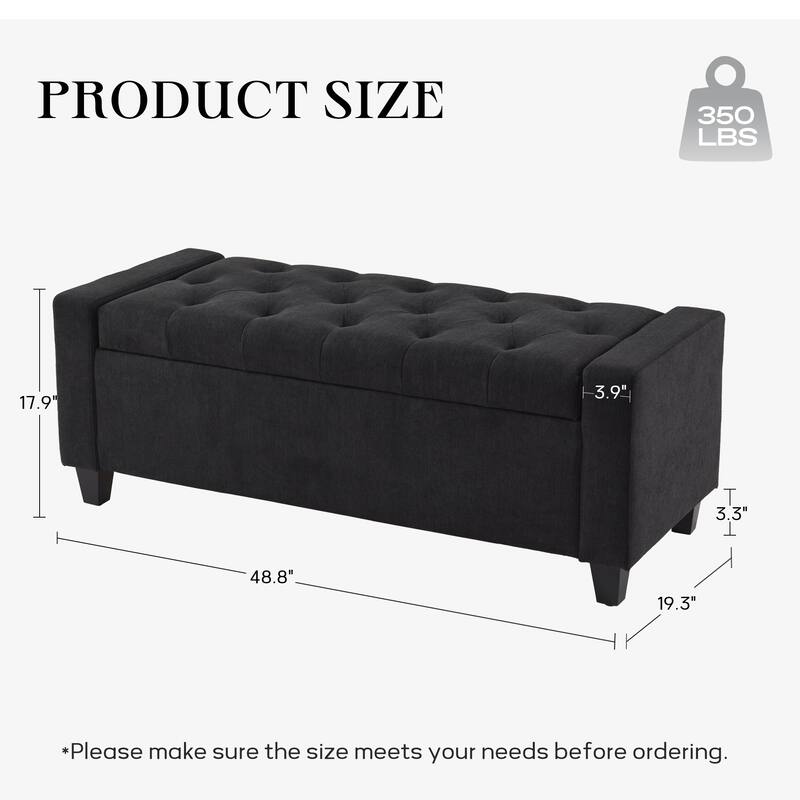 HUIMO Modern Upholstered Flip-Top Storage Ottoman