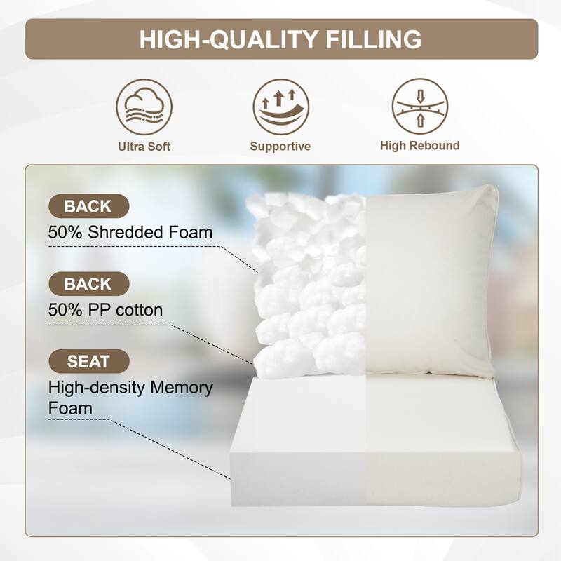 Aoodor Outdoor Deep Seat Cushion Set, Waterproof Patio Furniture Cushions with Adjustable Straps & Removable Cover