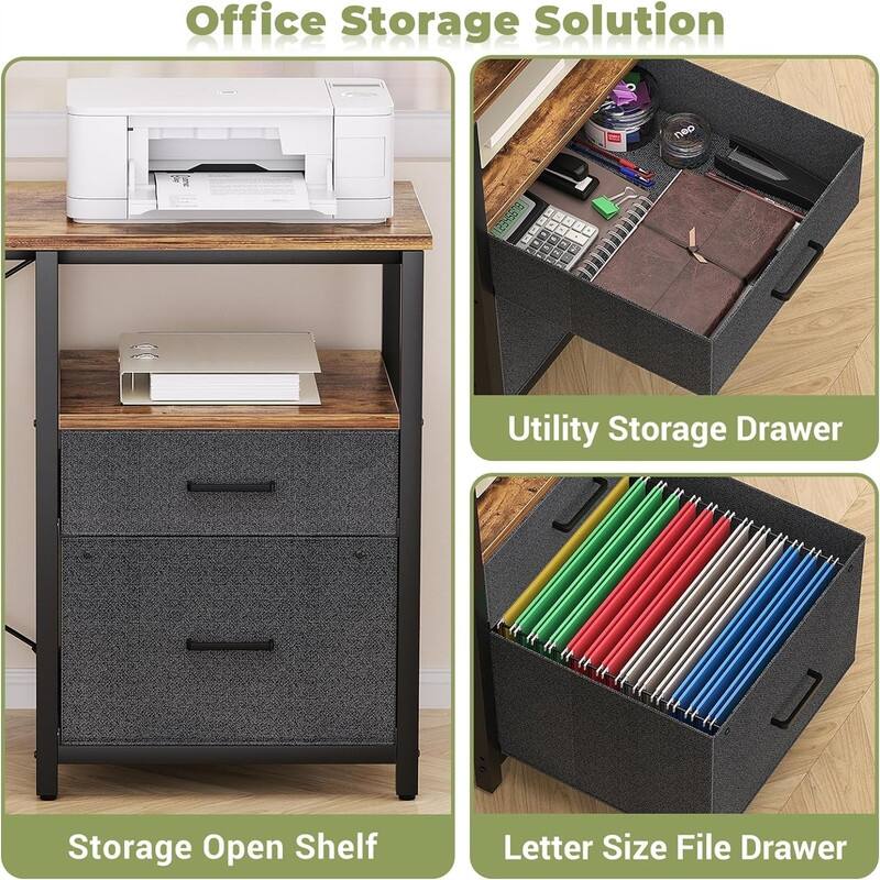 L Shaped Computer Desk with Storage File Drawer