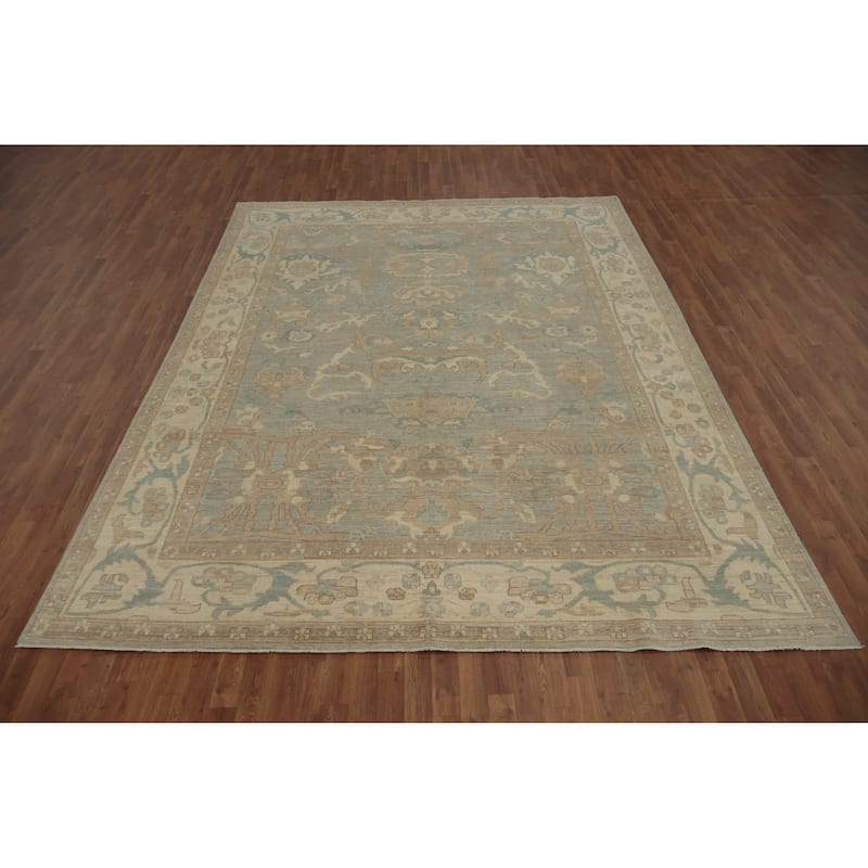 Hand Knotted Oriental 100% Wool Carpet Transitional All-Over Greys & Charcoal Oushak Area Rug - 11' 8'' X 8' 8''