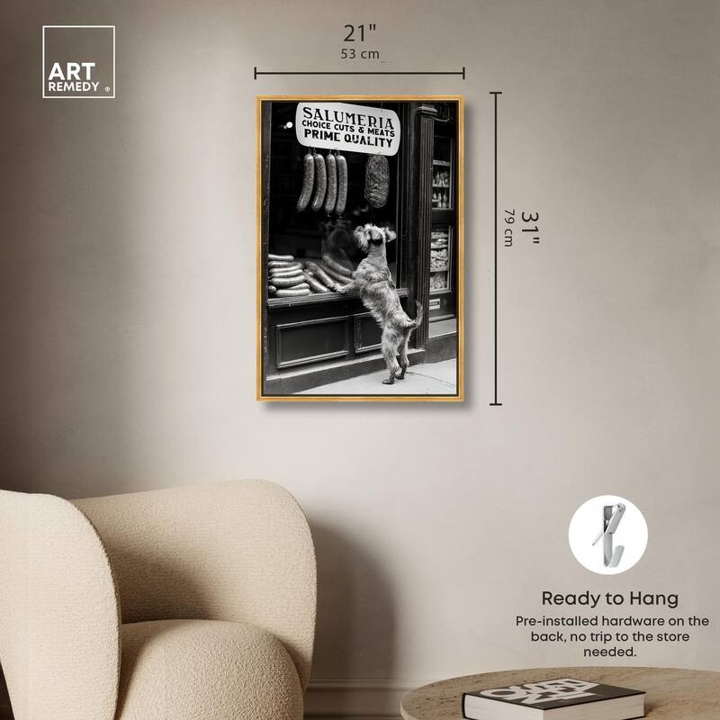 Window Shopping Pup Canvas by Art Remedy