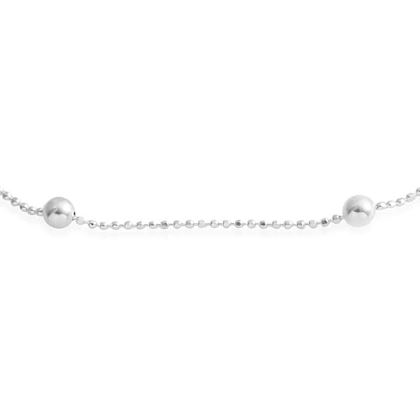 Adjustable Genuine Hallmarked 925 Sterling Silver Curb Chain Anklet with Balls