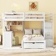 preview thumbnail 2 of 16, White Full over Twin Size Solid Wood Bunk Bed with Desk, Drawers and Shelves