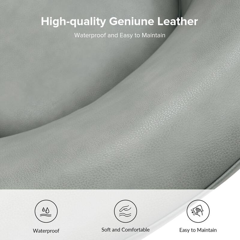 Althea Modern Genuine Leather Swivel Barrel Chair with Solid Wood Base Set of 2 By HULALA HOME
