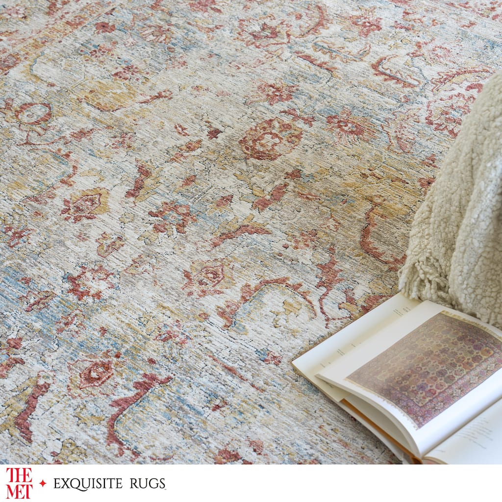 The Met X Exquisite Rugs Antique Loom Blue/Rust Area Rug.