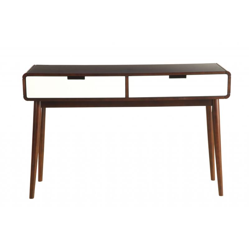 47" Rectangular Wood Console Table with Storage Modern Walnut Hall Table with Two Drawers - 47"L x 15.75"W x 30"H - Brown-White