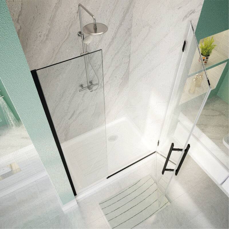 i-Homare 36 in.W x 72 in.H Frameless Hinged Shower Door, SGCC certified 5/16 in Clear Tempered Glass
