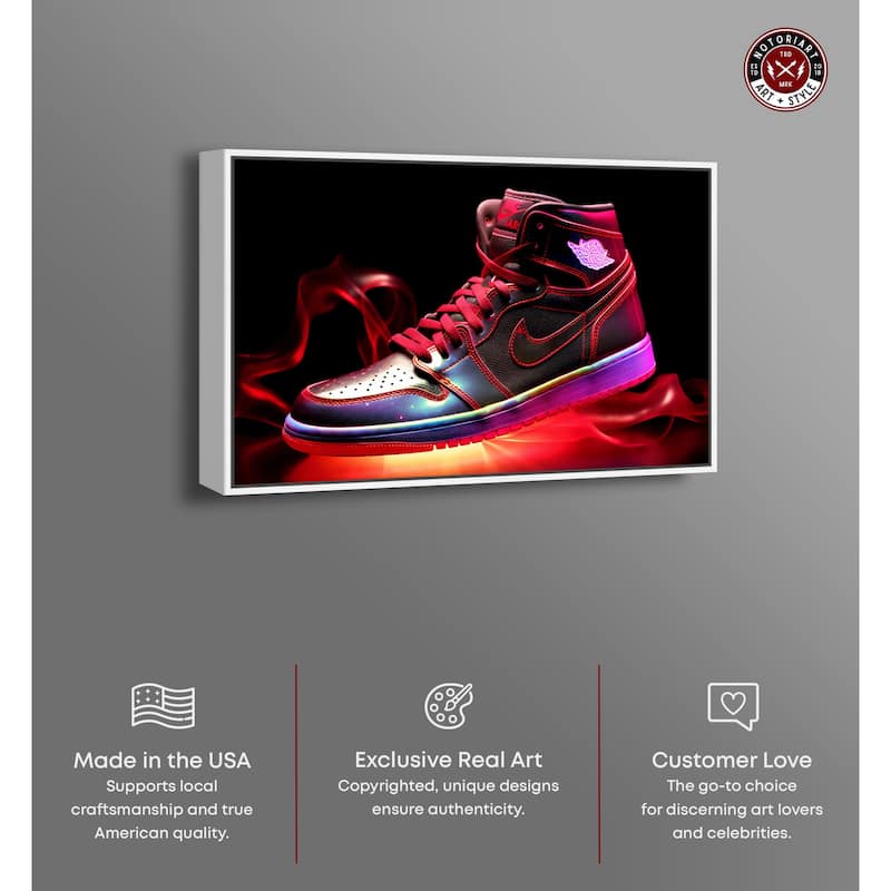Notoriart Flaming Hot Sneaker Ii Framed Sneaker 1 Piece Canvas Wall Art