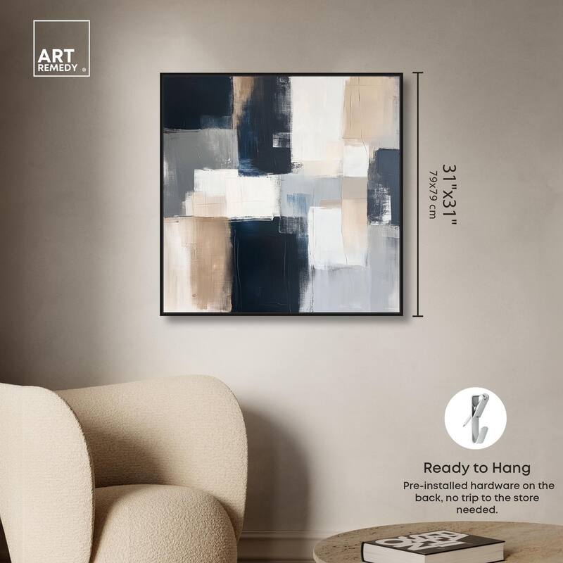 Blue and Tan Abstraction I Canvas by Art Remedy