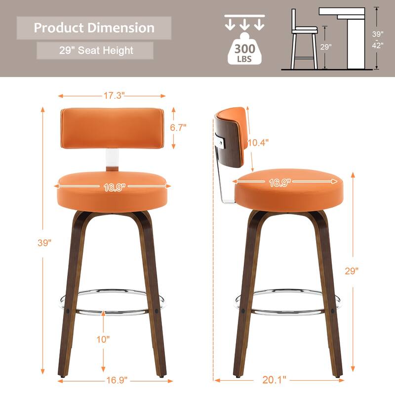 Faux Leather Upholstered Swivel Counter/ Bar Stools Set of 1/2/4