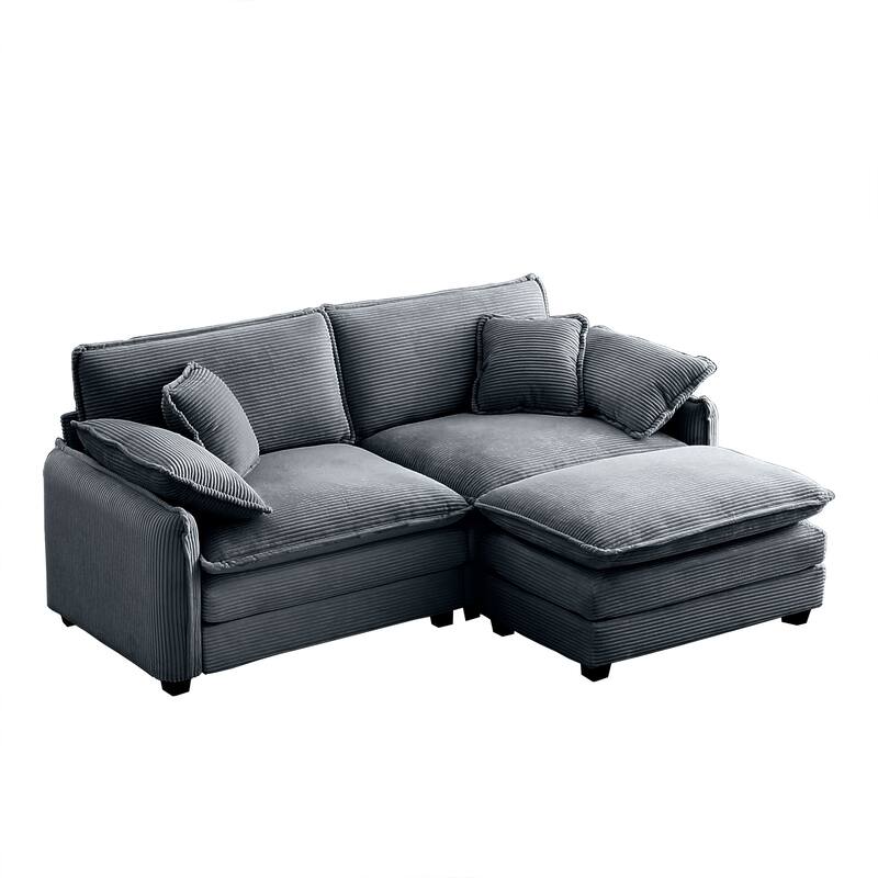 Corduroy Modular Flexible Combinations Sofa Set with Ottoman