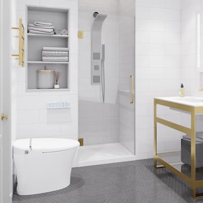 ANZZI Fellow 24" x 70" Frameless Hinged Shower Door in Brushed Gold