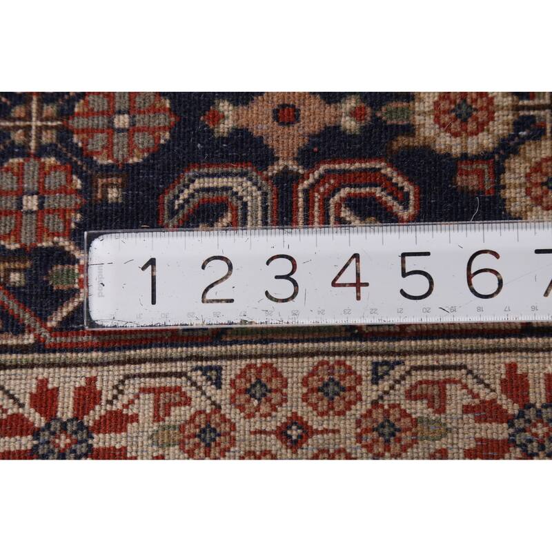 Orange Geometric Meymeh Indian Area Rug Hand-Knotted Wool Carpet - 8'8"x 11'4"
