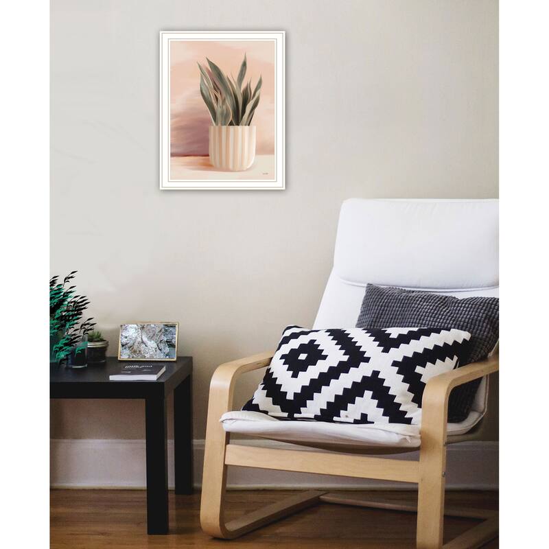 TrendyDecor4U Contemporary "Striped Bohemian Plant" Framed Print Wall Art