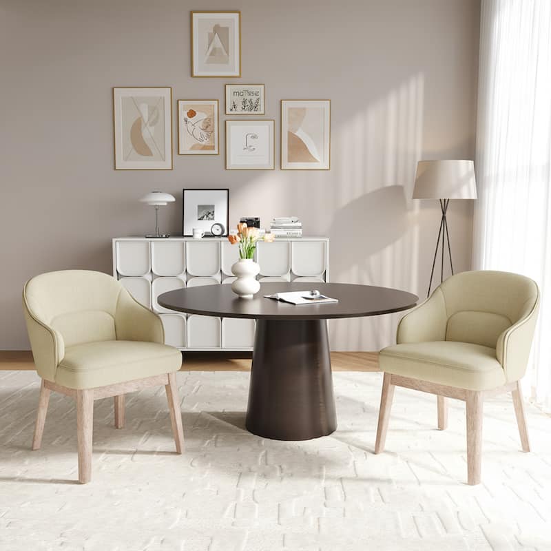 Vintage-Inspired Kitchen Chairs with Curved Backrest Tapered Metal Legs for Dining Room