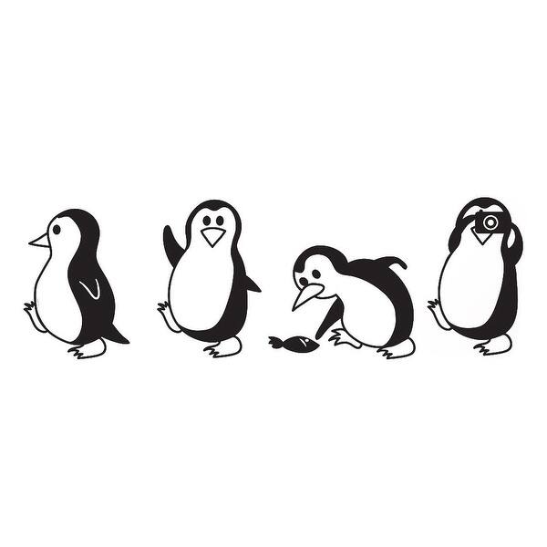 Cartoon Penguin Wall Stickers Removable Art Decal for Bedroom - Black - Cartoon Penguin Wall Stickers Removable Art Decal for Bedroom - Black -