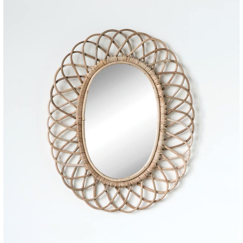 Oval Woven Bamboo Wall Mirror - Natural