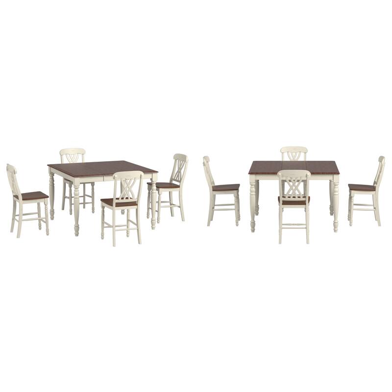 Brunico Counter Height Two-Tone Extending Dining Set - 5 Piece - Antique White