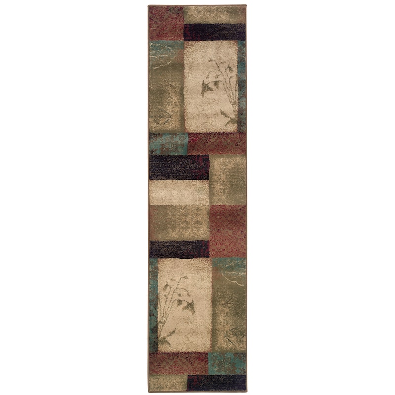 Vista Home Harlow Color Block Blue/Gold/Red Area Rug. - 1' 10" x 7' 6" - Runner