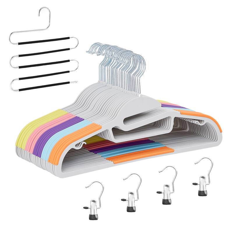 Non-Slip Plastic Clothes Hangers with clips Heavy Duty Dry Wet Clothes Hangers Space-Saving Swivel Hook