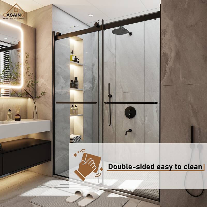 CASAINC 48"*76" Frameless Double Sliding Shower Door