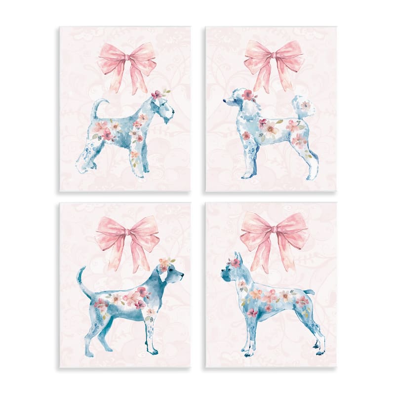 Stupell Chic Stylish Pastel Dogs Wall Plaque Art Design By Carol Robinson (Set of 4) - 11 x 14